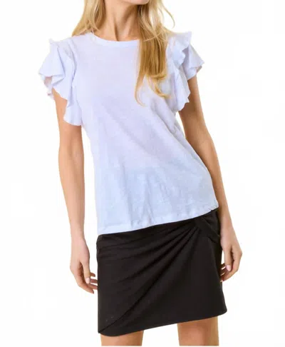 Doe & Rae Ruffle Tee In White