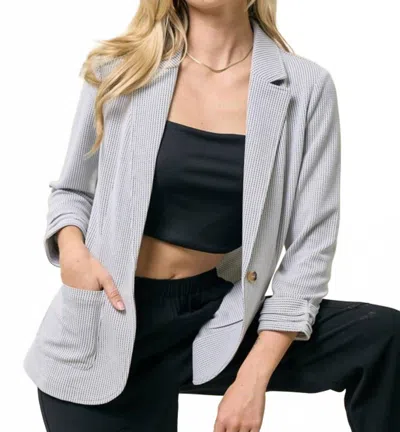 Doe & Rae Shirred Textured Blazer In Grey In Gray