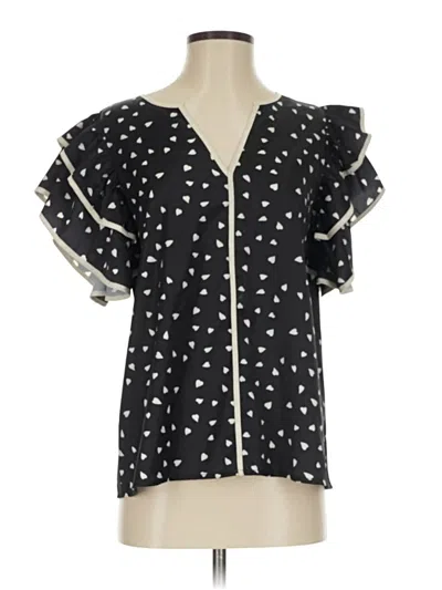 Pre-owned Doe & Rae Short Sleeve Blouse In Black