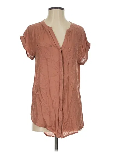 Pre-owned Doe & Rae Short Sleeve Blouse In Brown