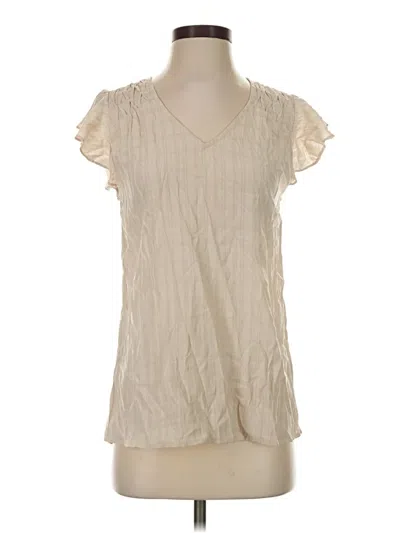 Pre-owned Doe & Rae Short Sleeve Blouse In Ivory