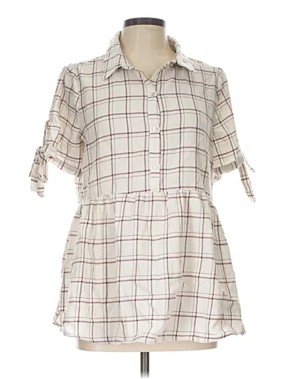 Pre-owned Doe & Rae Short Sleeve Blouse In Ivory