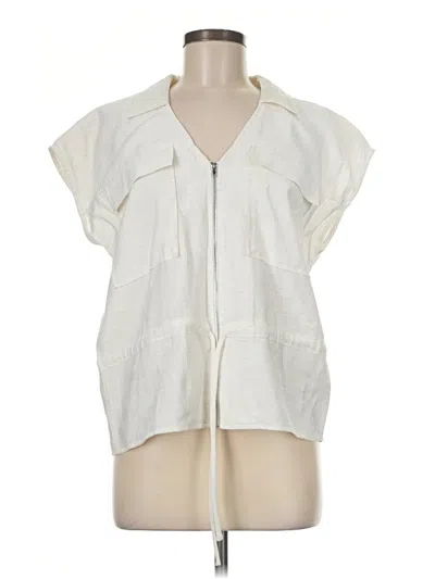 Pre-owned Doe & Rae Short Sleeve Blouse In Ivory