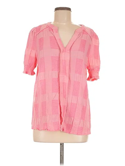 Pre-owned Doe & Rae Short Sleeve Blouse In Pink