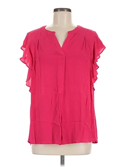 Pre-owned Doe & Rae Short Sleeve Blouse In Pink