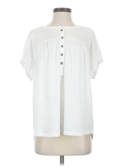 Pre-owned Doe & Rae Short Sleeve Blouse In White