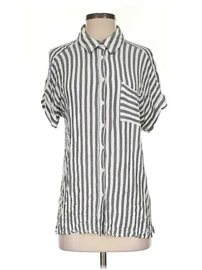 Pre-owned Doe & Rae Short Sleeve Button Down Shirt In Silver
