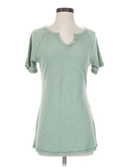 Pre-owned Doe & Rae Short Sleeve Henley Shirt In Green