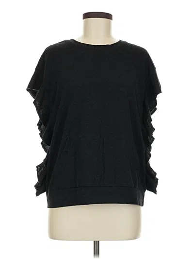 Pre-owned Doe & Rae Short Sleeve Top Black Crew Neck Tops
