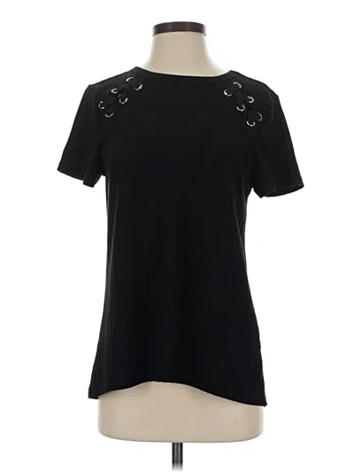 Pre-owned Doe & Rae Short Sleeve Top Black Keyhole Neckline Tops