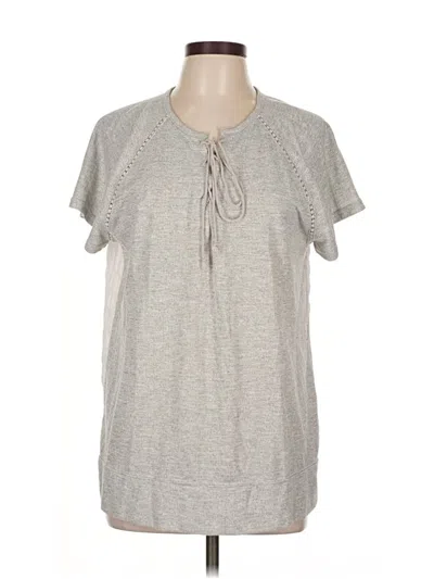 Pre-owned Doe & Rae Short Sleeve Top Gray Keyhole Neckline Tops