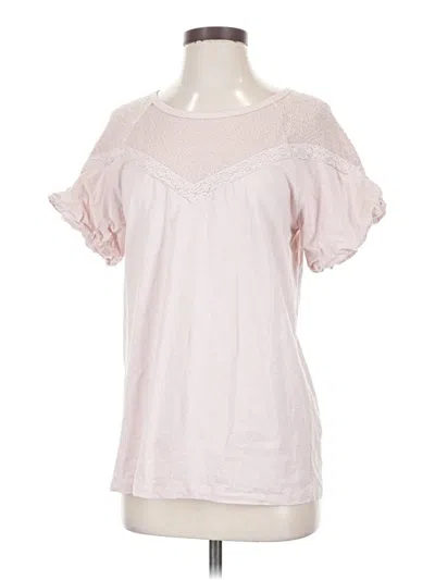 Pre-owned Doe & Rae Short Sleeve Top Pink Sweetheart Neckline Tops