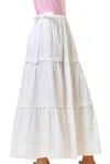 Doe & Rae Side Drawstring Waist Maxi Skirt In White In White