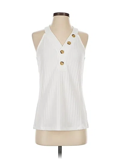 Pre-owned Doe & Rae Sleeveless Blouse In White