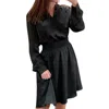 Doe & Rae Smocked Waist Dress In Black In Black