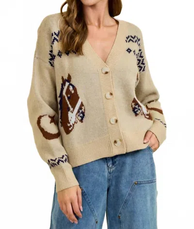 Doe & Rae Starlight Mustang Cardigan In Beige In Neutral