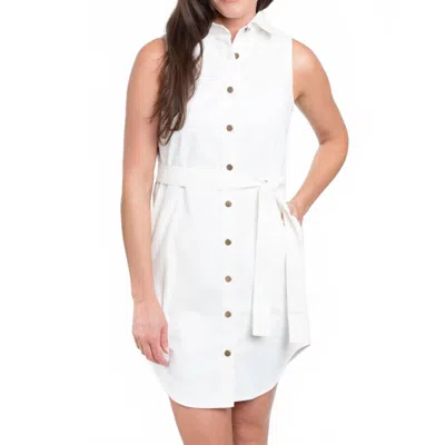 Doe & Rae Tamar Sleevless Button Down Dress In White