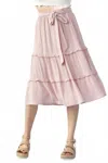 Doe & Rae Waist Band Ruffle Skirt In Mauve Pink In Pink