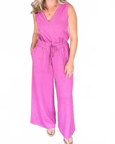 Doe & Rae Wide Leg Modal Jumpsuit In Orchid In Pink