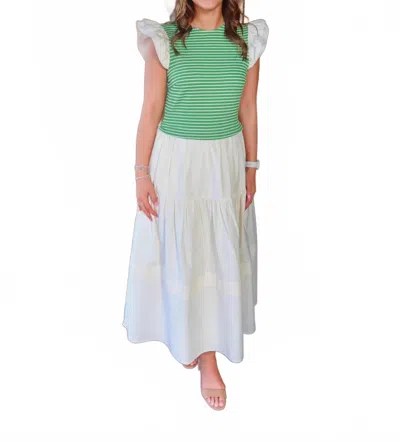 Doe & Rae Willowbrook Maxi Dress In Green/white Striped In Multi