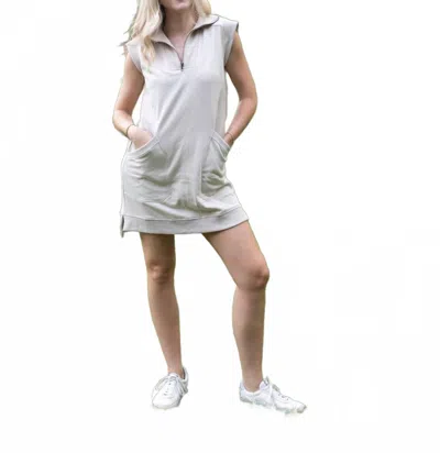 Doe & Rae Zip Into Style Cap Sleeve Mini Dress In Beige In Gray