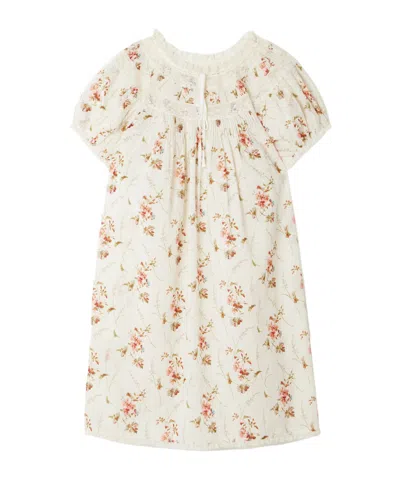 Doen Ace-trimmed Pintucked Floral-print Organic Cotton-voile Mini Dress In White