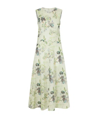 Doen Adelana Printed Ramie Midi Dress In Green