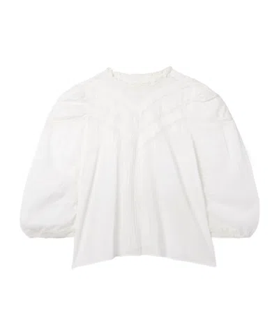 Doen Adelphine Crochet-trimmed Pintucked Organic Cotton-voile Blouse In White