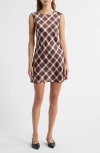 Doen Dôen Alamere Plaid Silk Minidress In Brown