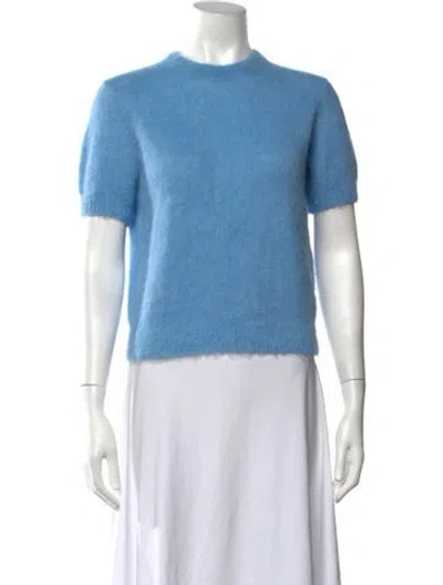 Pre-owned Doen Alpaca Mock Neck Sweater In Blue