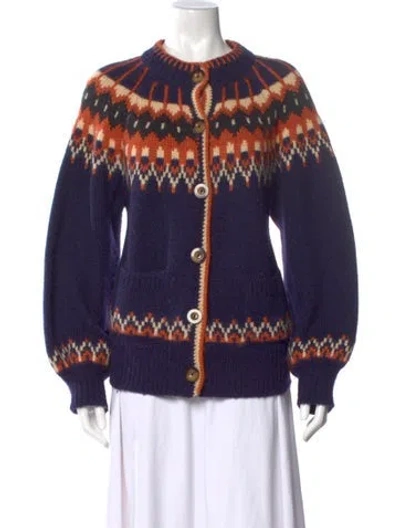 Pre-owned Doen Alpaca Printed Sweater In Blue