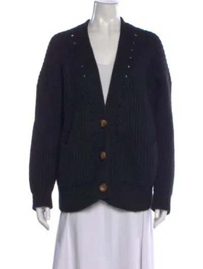 Pre-owned Doen Alpaca V-neck Sweater In Black