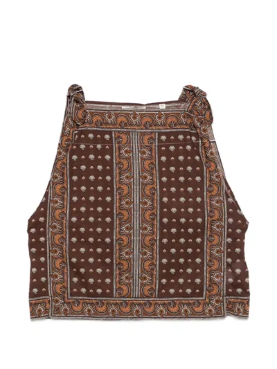 Doen Amalia Foulard-print Top In Brown