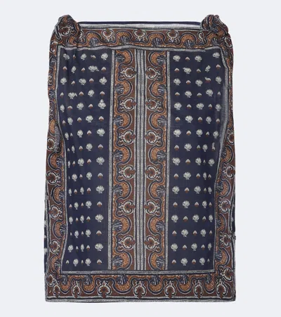 Doen Dôen Amalia Printed Cotton Voile Top In Blue