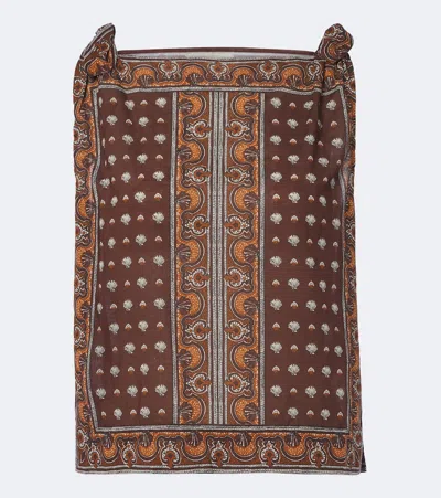 Doen Dôen Amalia Printed Cotton Voile Top In Brown