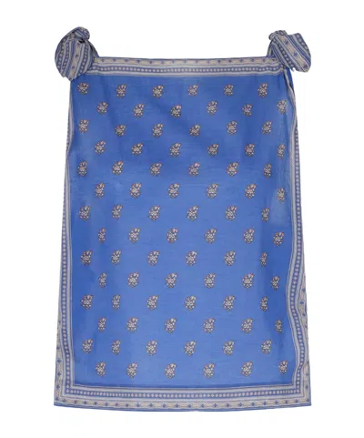 Doen Dôen Amalia Print Tie Shoulder Sleeveless Top In Blue