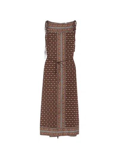 Doen Amarante Belted Printed Organic Cotton-voile Midi Dress In Multi