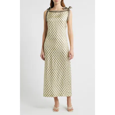 Doen Amorette Paisley Silk-blend Midi Dress In Neutral