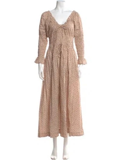 Pre-owned Doen Animal Print Long Dress In Neutral