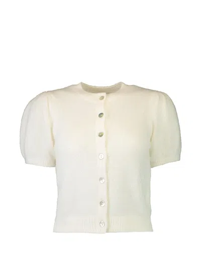 Doen Anisa Puff-sleeve Cardigan In Neutral