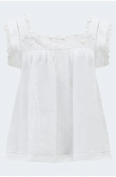 Doen Aphra Crochet-trimmed Ramie Top In White