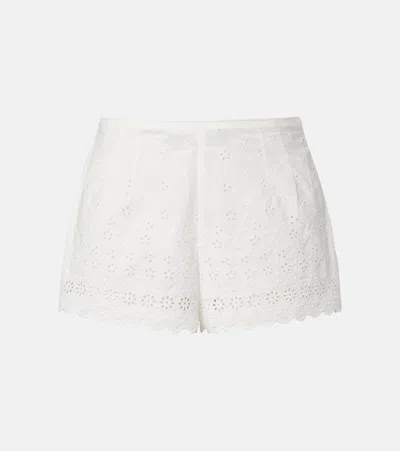 Doen Dôen Arda Embroidered Cotton Shorts In White