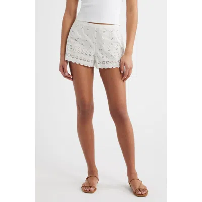 Doen Dôen Arda Eyelet Organic Cotton Mini Shorts In White
