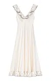 Doen Arleen Ruffled Stretch-silk Midi Dress In Off-white
