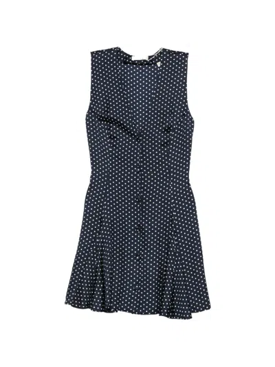 Doen Aubrey Polka-dot Mini Dress In Blue