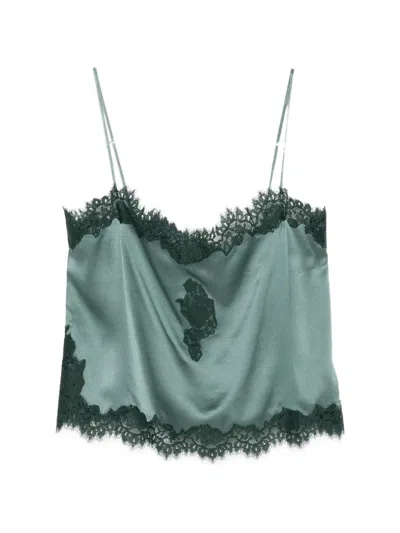 Doen Avelaine Lace-trimmed Top In Green