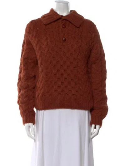 Pre-owned Doen Baby Alpaca Crew Neck Sweater In Brown