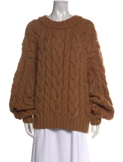 Pre-owned Doen Baby Alpaca Crew Neck Sweater In Brown