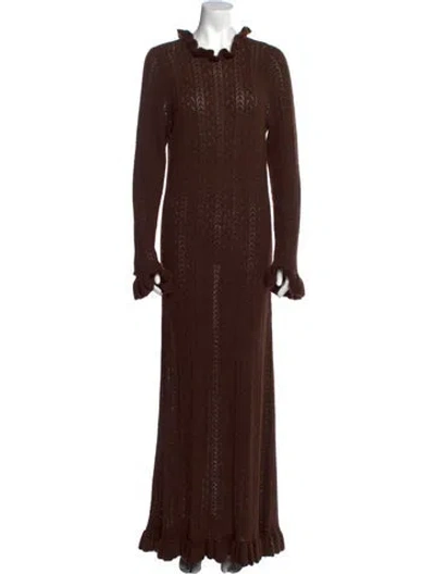 Pre-owned Doen Baby Alpaca Long Dress In Brown