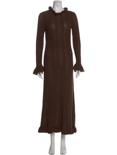 Pre-owned Doen Baby Alpaca Long Dress In Brown